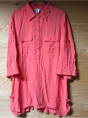 Prototype Lightweight Coral Button-Up Long blouse